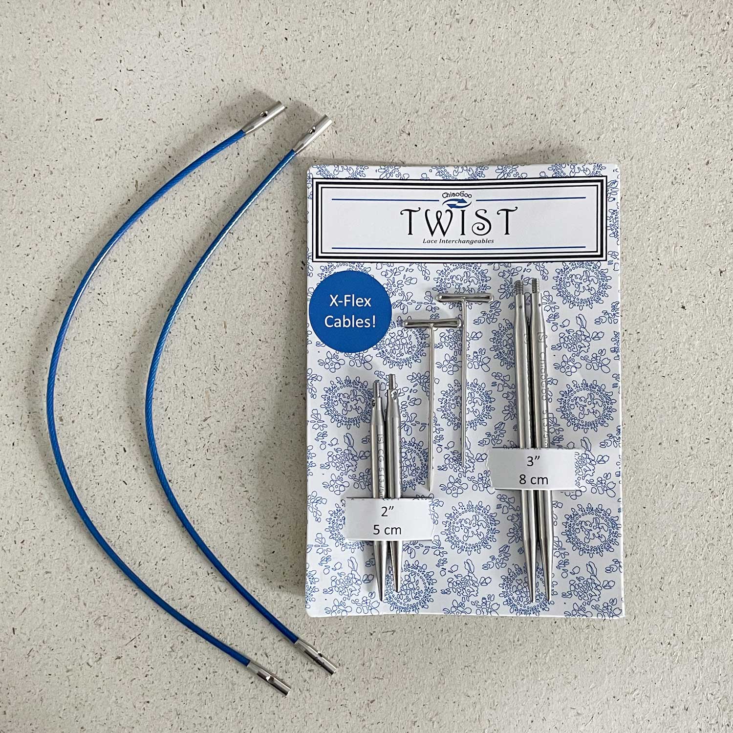 ChiaoGoo auswechselbare Nadelspitzen TWIST SHORT COMBO (Nadellänge 5 + 8 cm) Nadelstärke 1,5-5 mm - 2 Stück