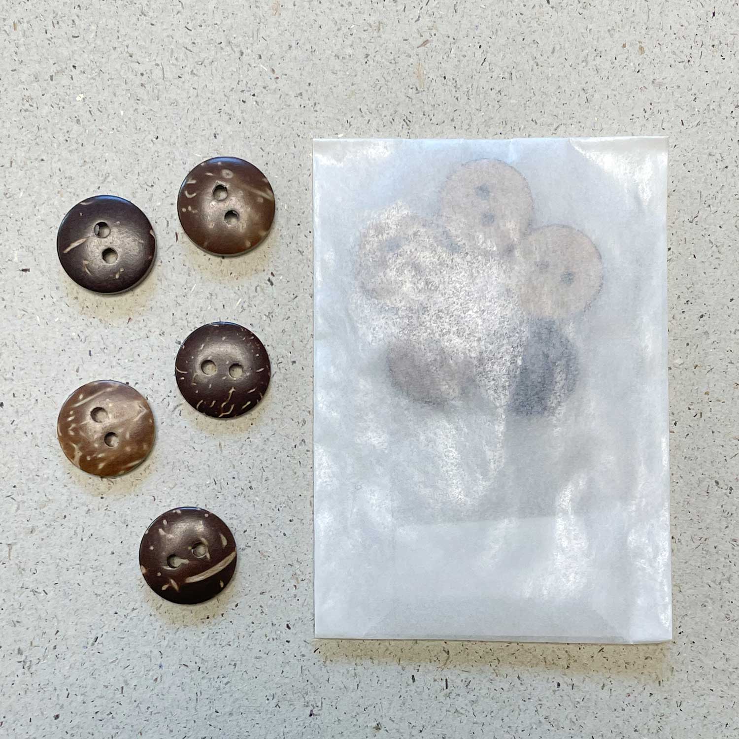 ENSEMBLE DE BOUTONS EN NOIX DE COCO x5
